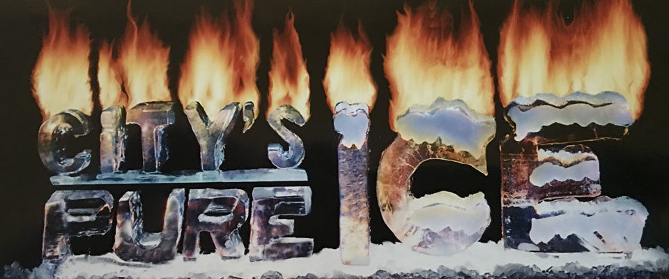 City’s Pure Ice custom sculpture illuminated at an event